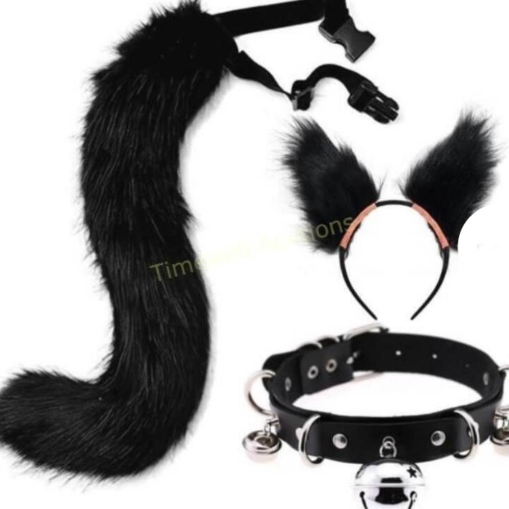 NWT Fox/Wolf Tail Ears and Collar Set
